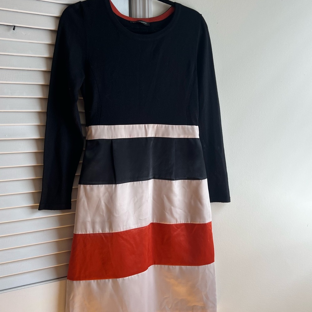 Elegant Black and Red Striped Dress